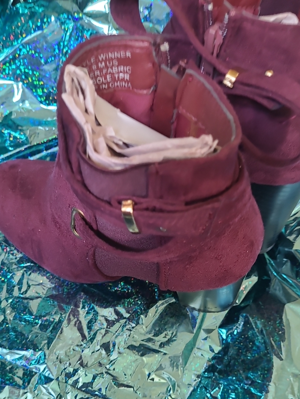 Women’s Burgundy Suede Ankle Boots -